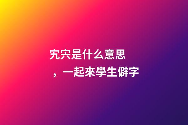 宄宍是什么意思，一起來學生僻字-第1張-觀點-玄機派